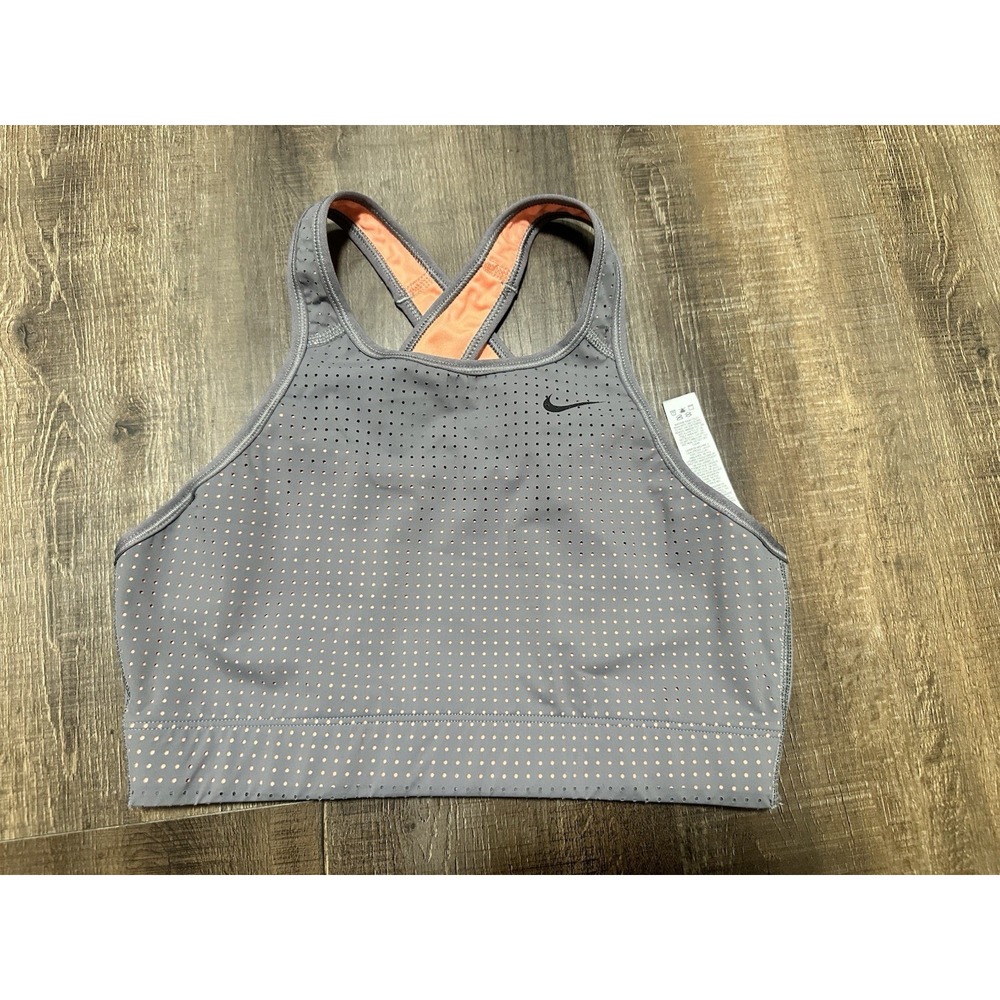 Nike Gray Sports‎ Bra Coral Trim Medium